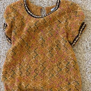 Zara Mustard and Pink Textured Blouse